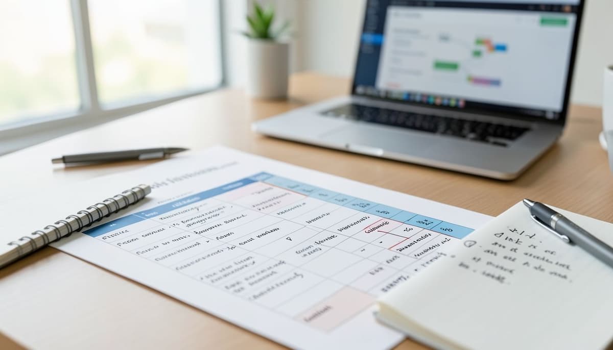 A clean property table with aligned columns for price, rooms, location, and features