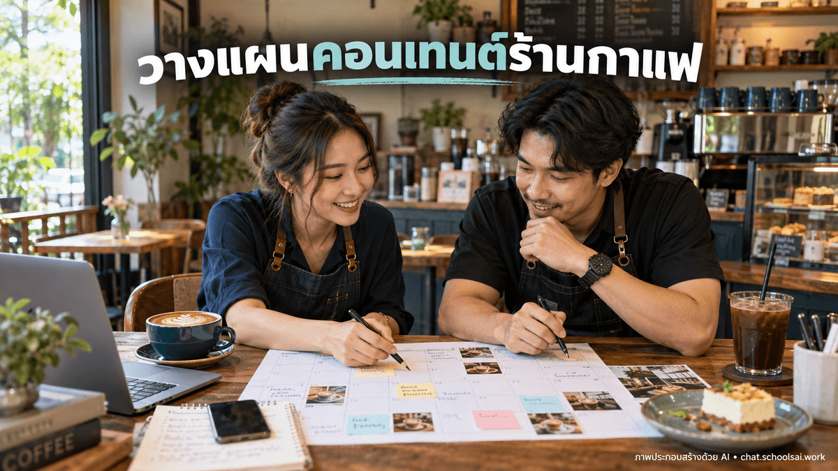 ตารางโพสต์ร้านกาแฟ 30 วัน พร้อมแคปชั่นและตารางคัดลอกได้