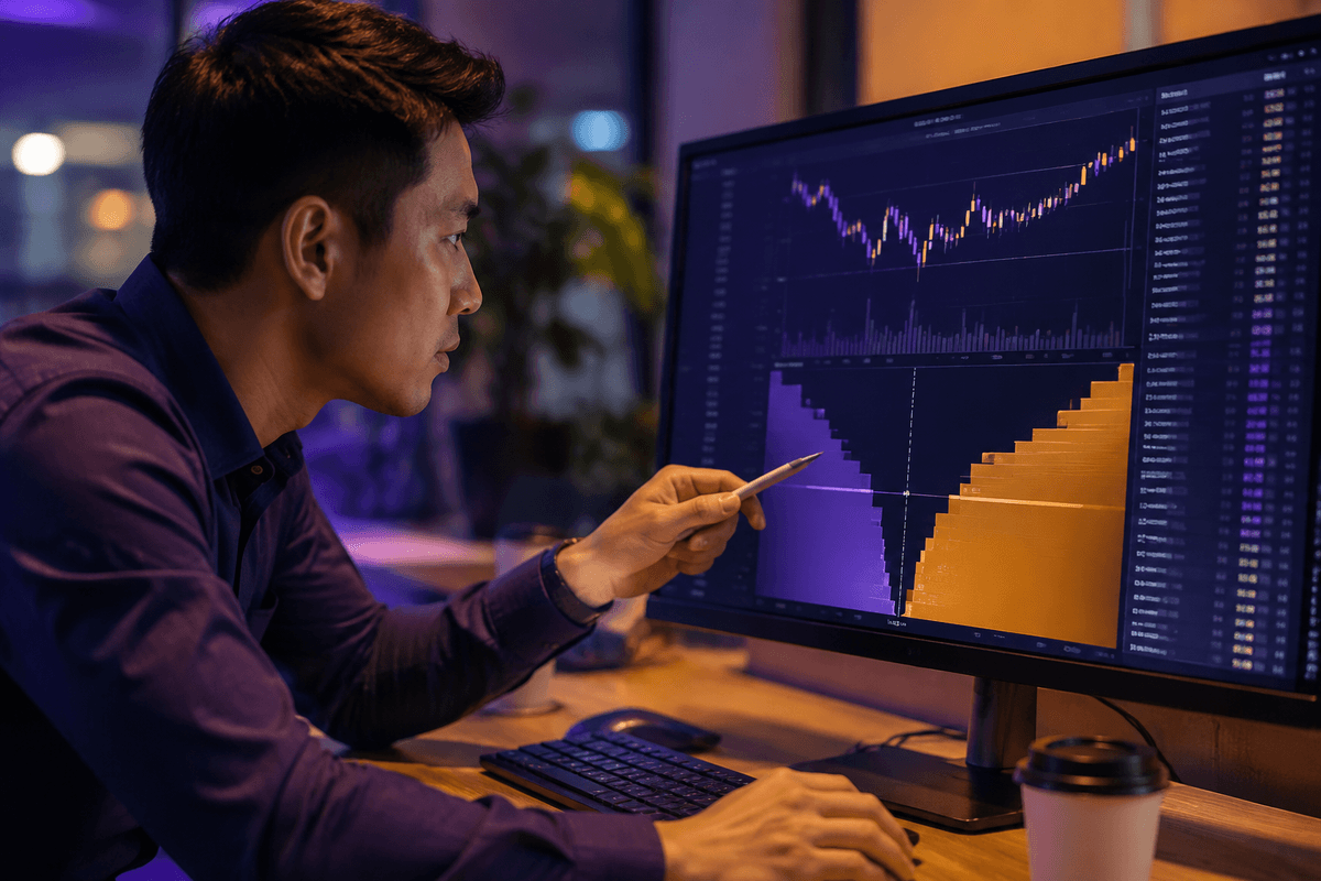 Order-book and price-impact diagram showing ask levels at USD 10.00 and USD 10.05, a 4,000-unit market buy consuming both levels, the USD 10.025 average fill, and 0.25% slippage from the initial best ask.